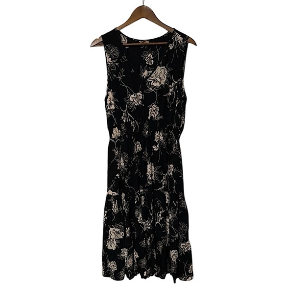 Lola P V Neck Floral Lace Trim Tank Dress Ruffle - Picture 2 of 11